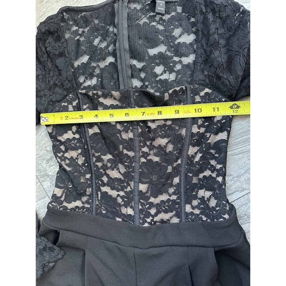 Express Women's Black Floral Lace Long Sleeve Jumpsuit One-Piece Size 0 0079 - Picture 4 of 6